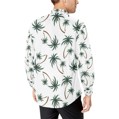 Palm Tree Pattern Print Design PT07 Men's Long Sleeve Shirt