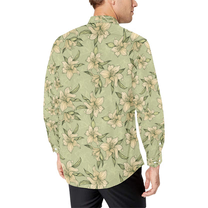 Lily Pattern Print Design LY06 Men's Long Sleeve Shirt