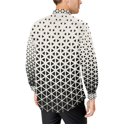 Geometric Black White Pattern Print Design 03 Men's Long Sleeve Shirt