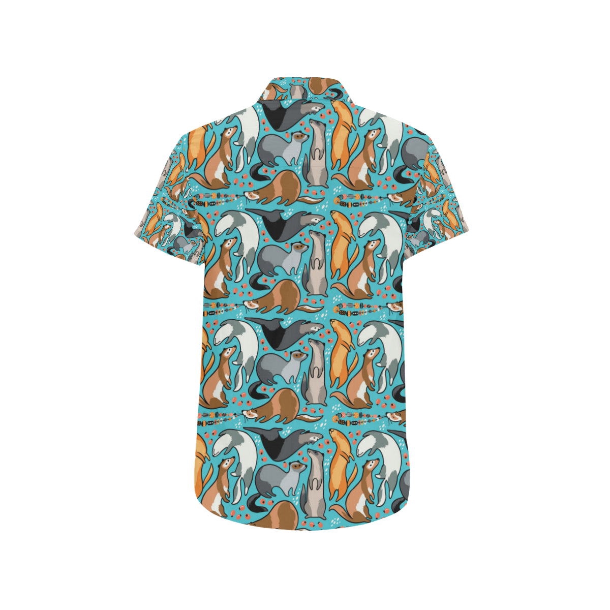 Ferret Pattern Print Design 03 Men's Short Sleeve Button Up Shirt