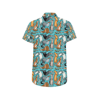 Ferret Pattern Print Design 03 Men's Short Sleeve Button Up Shirt
