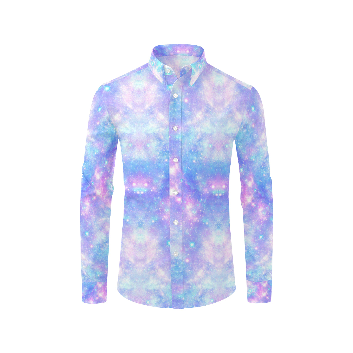 Galaxy Stardust Pastel Color Print Men's Long Sleeve Shirt