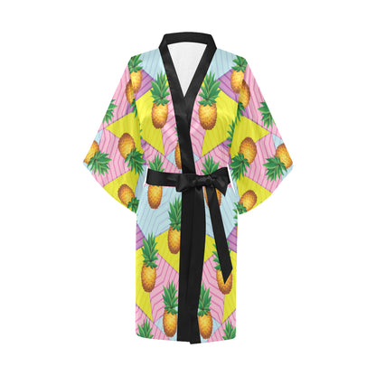 Pineapple Pattern Print Design PP05 Women Kimono Robe