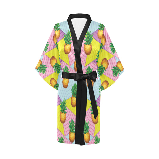 Pineapple Pattern Print Design PP05 Women Kimono Robe