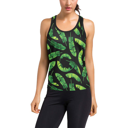 Banana Leaf Pattern Print Design BL02 Women's Racerback Tank Top
