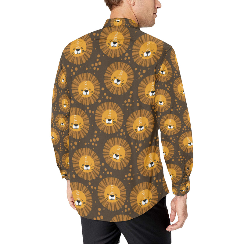 Lion Cartoon Pattern Print Design 01 Men's Long Sleeve Shirt