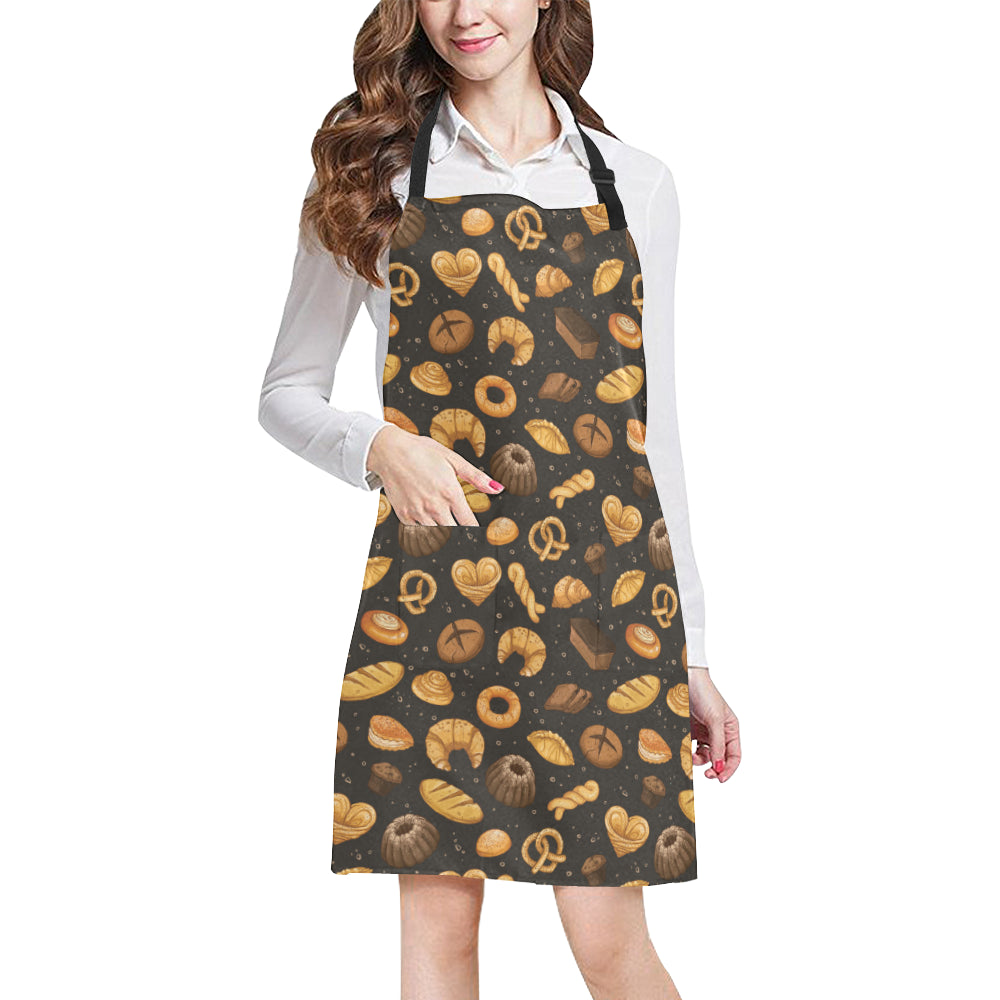 Bread Pattern Print Design 05 Apron with Pocket