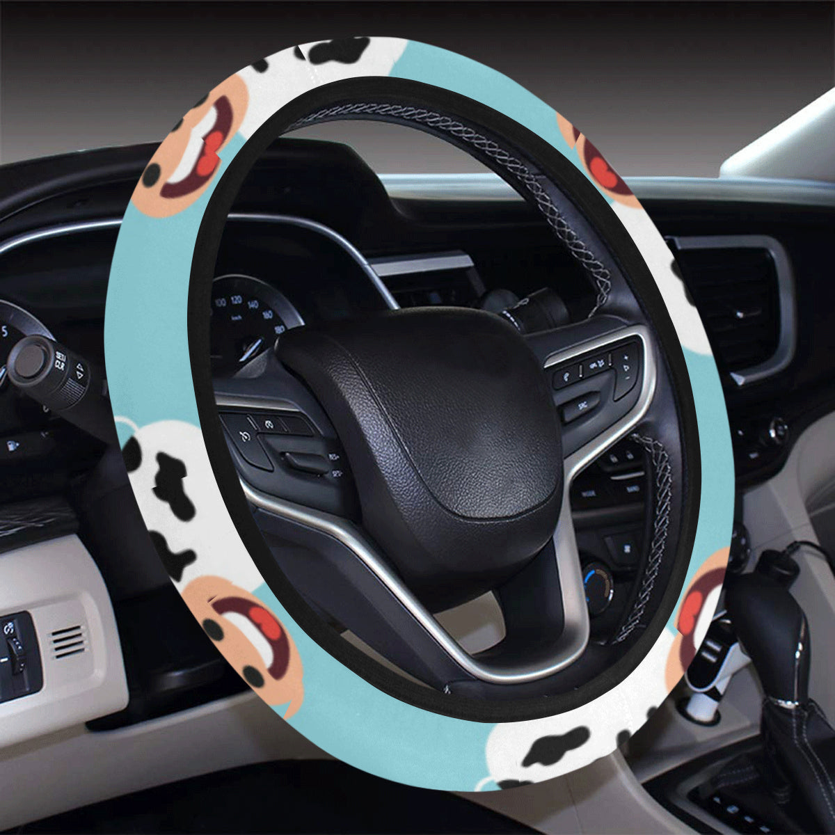 Cattle Cute Pattern Print Design 01 Steering Wheel Cover with Elastic Edge