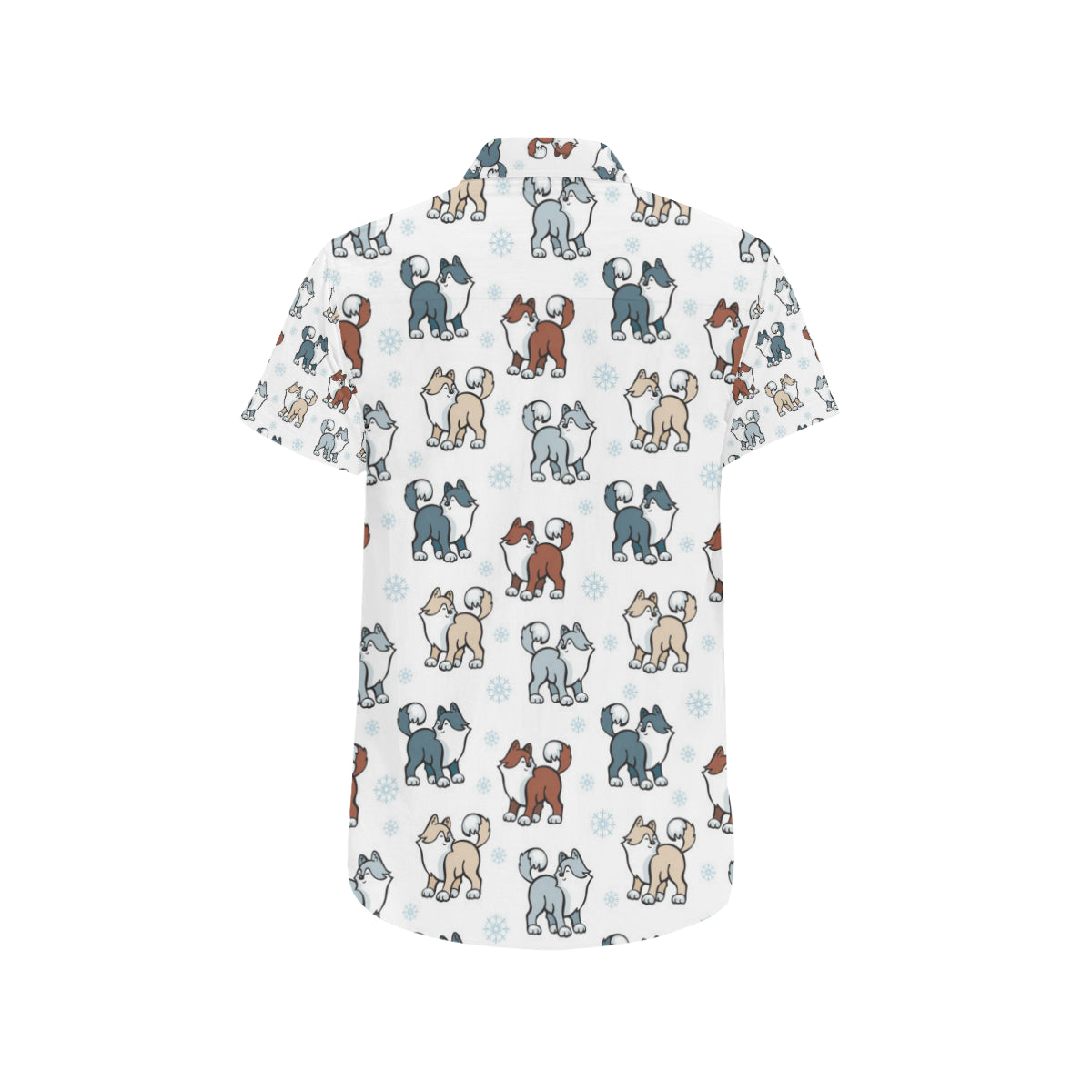 Alaskan Malamute Pattern Print Design 02 Men's Short Sleeve Button Up Shirt