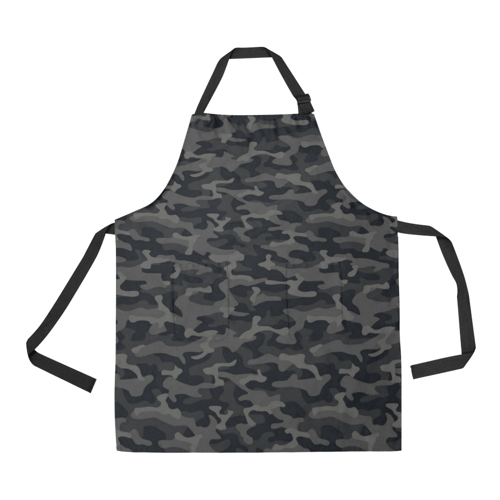 Camo Black Pattern Print Design 02 Apron with Pocket