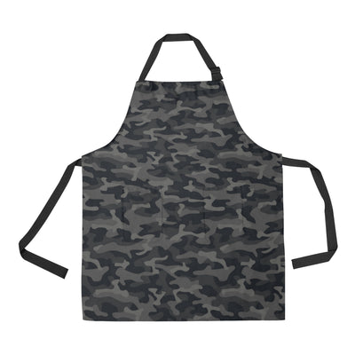 Camo Black Pattern Print Design 02 Apron with Pocket