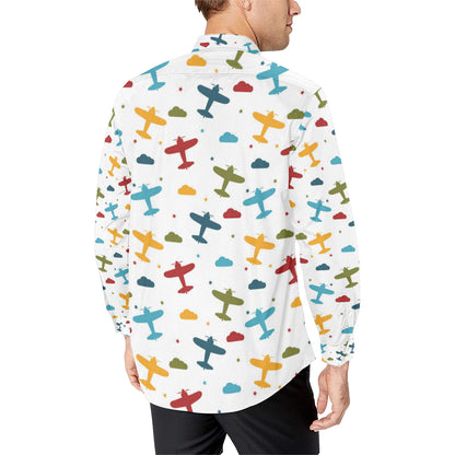 Airplane Pattern Print Design 06 Men's Long Sleeve Shirt