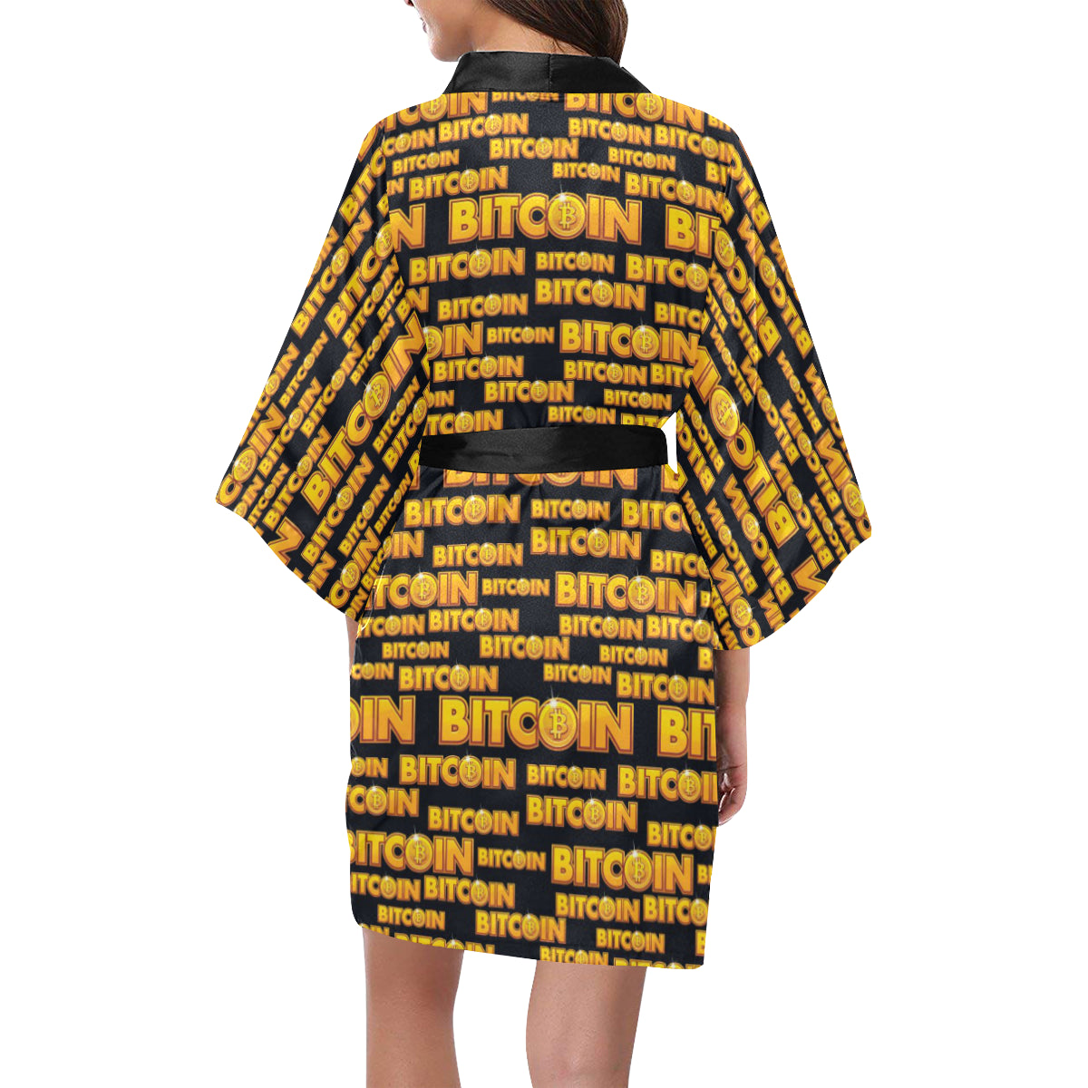 Bitcoin Pattern Print Design DO03 Women's Short Kimono