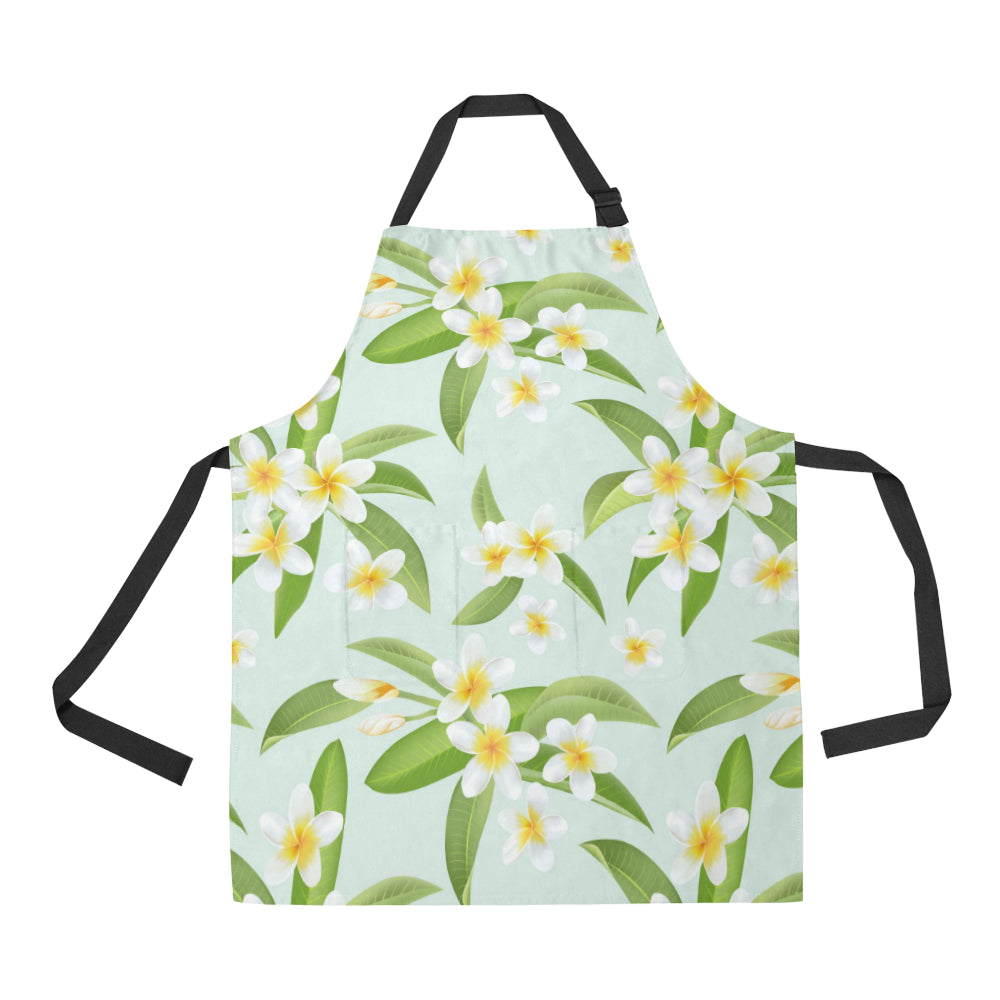 Yellow Plumeria Pattern Print Design PM024 Apron with Pocket