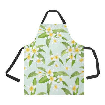Yellow Plumeria Pattern Print Design PM024 Apron with Pocket