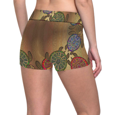 Sea Turtle Tribal Colorful Yoga Shorts