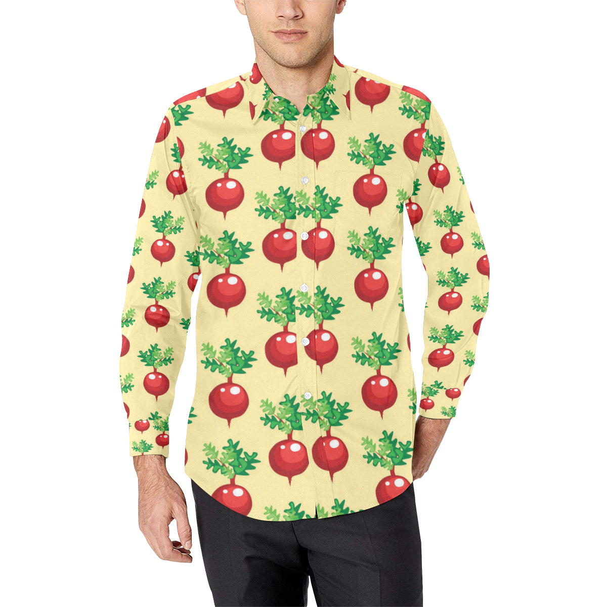 Radish Pattern Print Design A02 Men's Long Sleeve Shirt