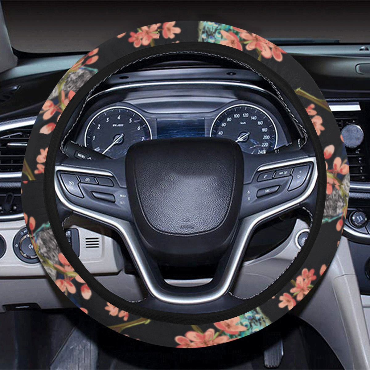 Peacock Pattern Print Design A01 Steering Wheel Cover with Elastic Edge