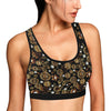 Steampunk Butterfly Design Themed Print Sports Bra