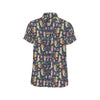 Mermaid Cartoon Pattern Print Design 03 Men's Short Sleeve Button Up Shirt