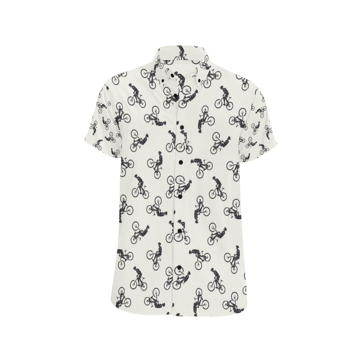 Mountain bike Pattern Print Design 01 Men's Short Sleeve Button Up Shirt