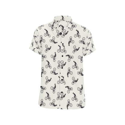 Mountain bike Pattern Print Design 01 Men's Short Sleeve Button Up Shirt