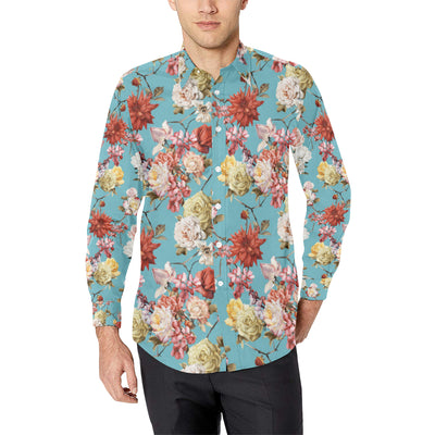 Summer Floral Pattern Print Design SF05 Men's Long Sleeve Shirt