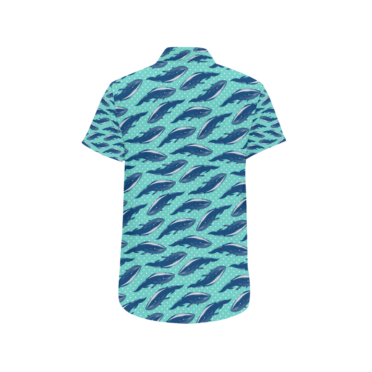 Whale Polka Dot Design Themed Print Men's Short Sleeve Button Up Shirt