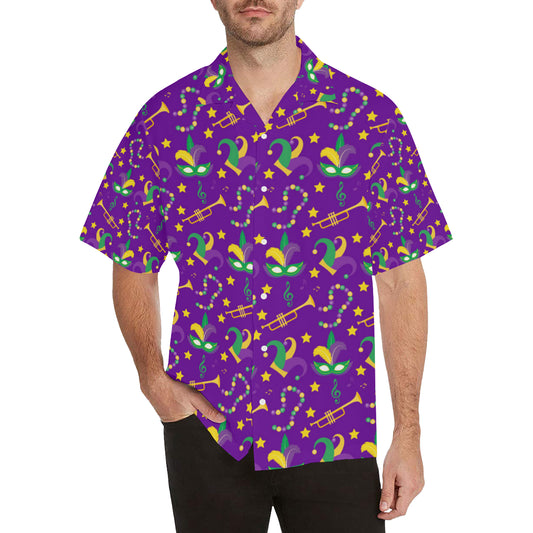 Mardi Gras Pattern Print Design 06 Men's Hawaiian Shirt