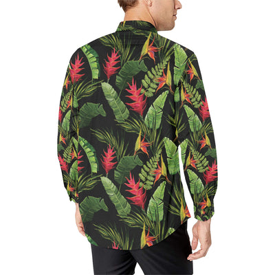 Bird Of Paradise Pattern Print Design BOP010 Men's Long Sleeve Shirt