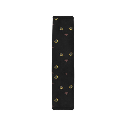 Black Cat Face Print Pattern Car Seat Belt Cover
