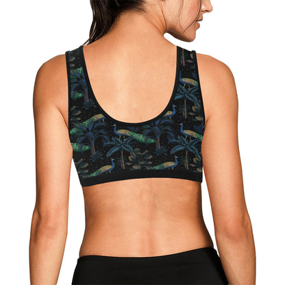Rainforest Peacock Pattern Print Design A04 Sports Bra
