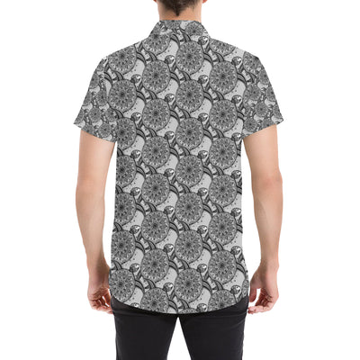 Tribal Turtle Polynesian Themed Print Men's Short Sleeve Button Up Shirt