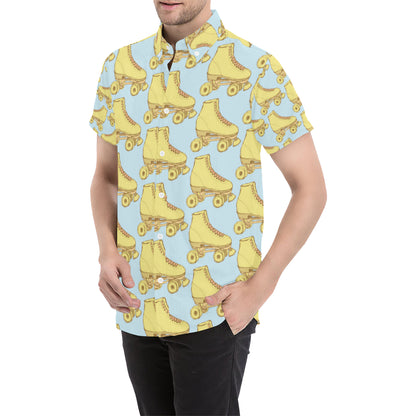Roller skate Pattern Print Design A03 Men's Short Sleeve Button Up Shirt