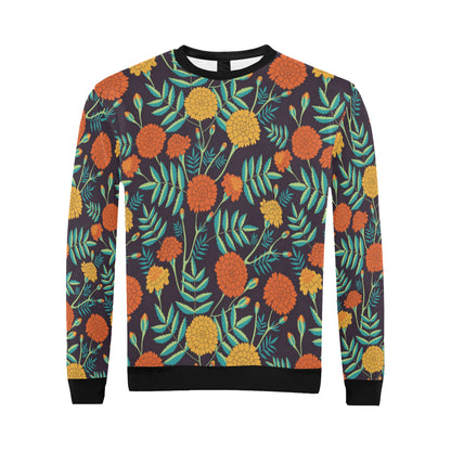 Marigold Pattern Print Design MR01 Men Long Sleeve Sweatshirt