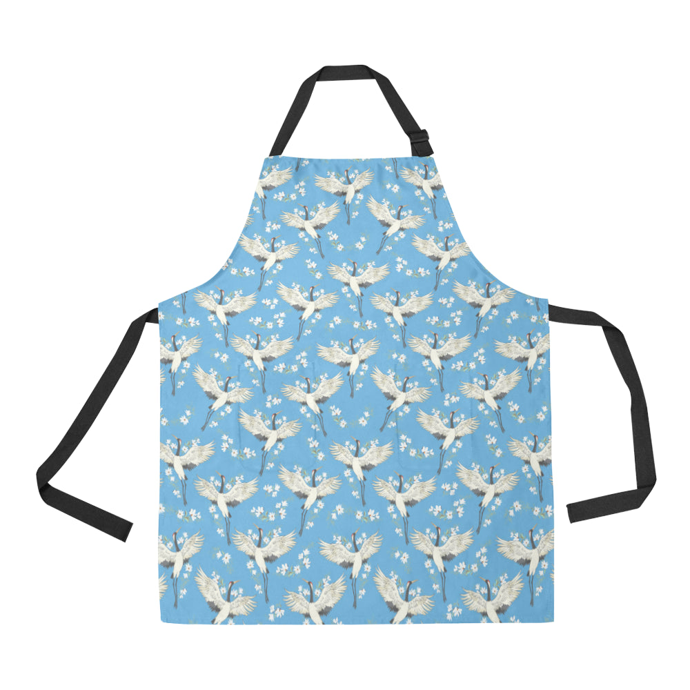 Crane Pattern Print Design 03 Apron with Pocket