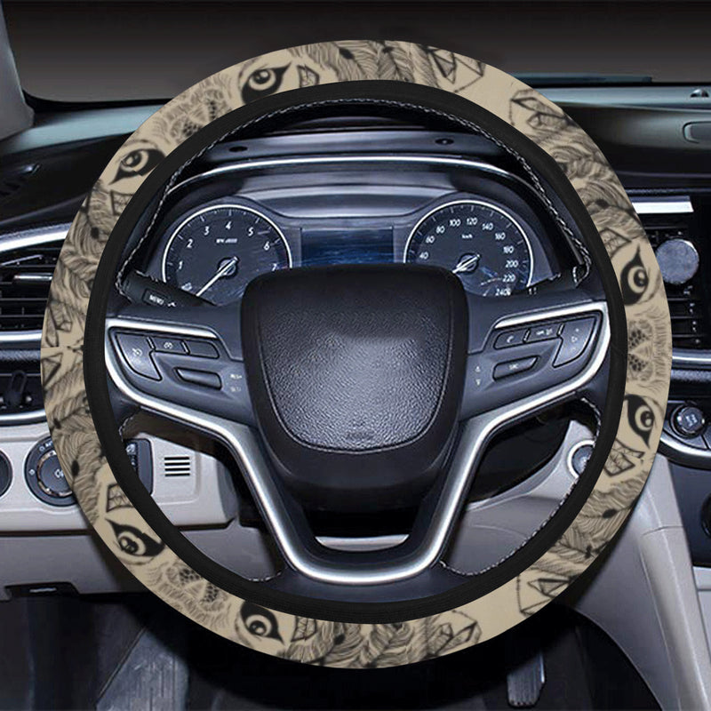 Indian Boho Wolf Steering Wheel Cover with Elastic Edge
