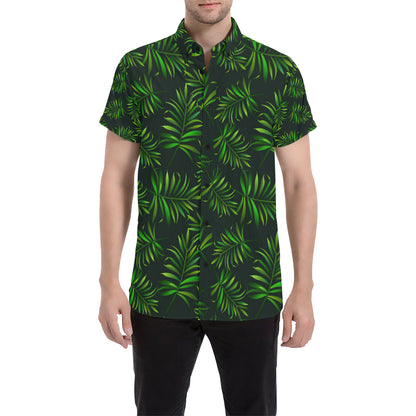 Rainforest Pattern Print Design RF03 Men's Short Sleeve Button Up Shirt