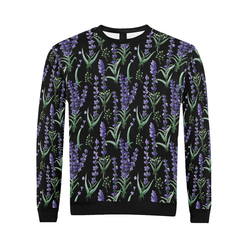 Lavender Pattern Print Design LV01 Men Long Sleeve Sweatshirt