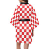 Checkered Red Pattern Print Design 04 Women's Short Kimono