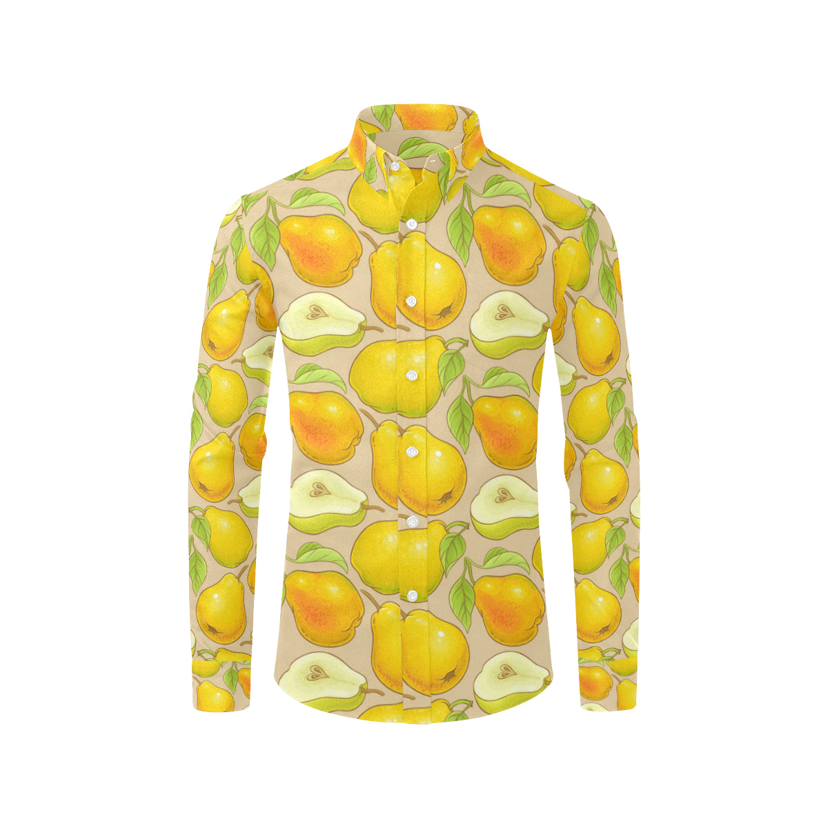 Pear Pattern Print Design PE05 Men's Long Sleeve Shirt