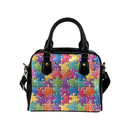 Puzzle Pattern Print Design A05 Shoulder Handbag