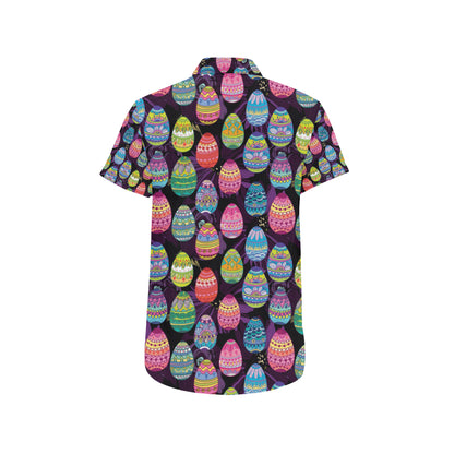 Easter Eggs Pattern Print Design RB08 Men's Short Sleeve Button Up Shirt