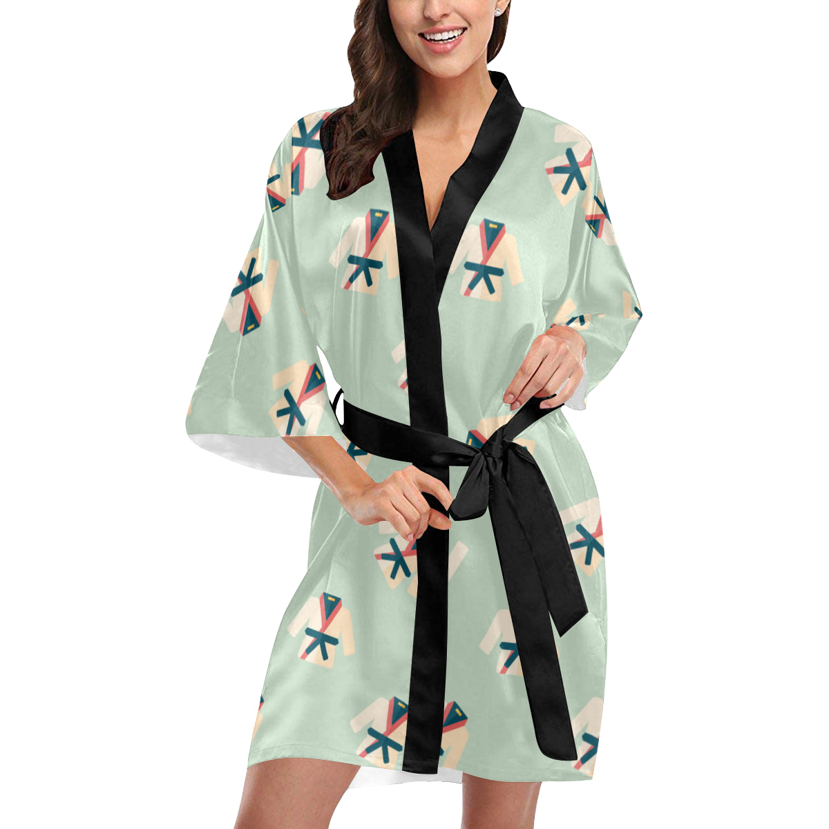 Karate Pattern Print Design 02 Women's Short Kimono