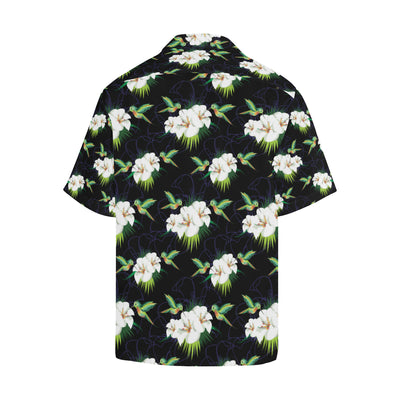 Hummingbird with Flower Pattern Print Design 03 Men's Hawaiian Shirt