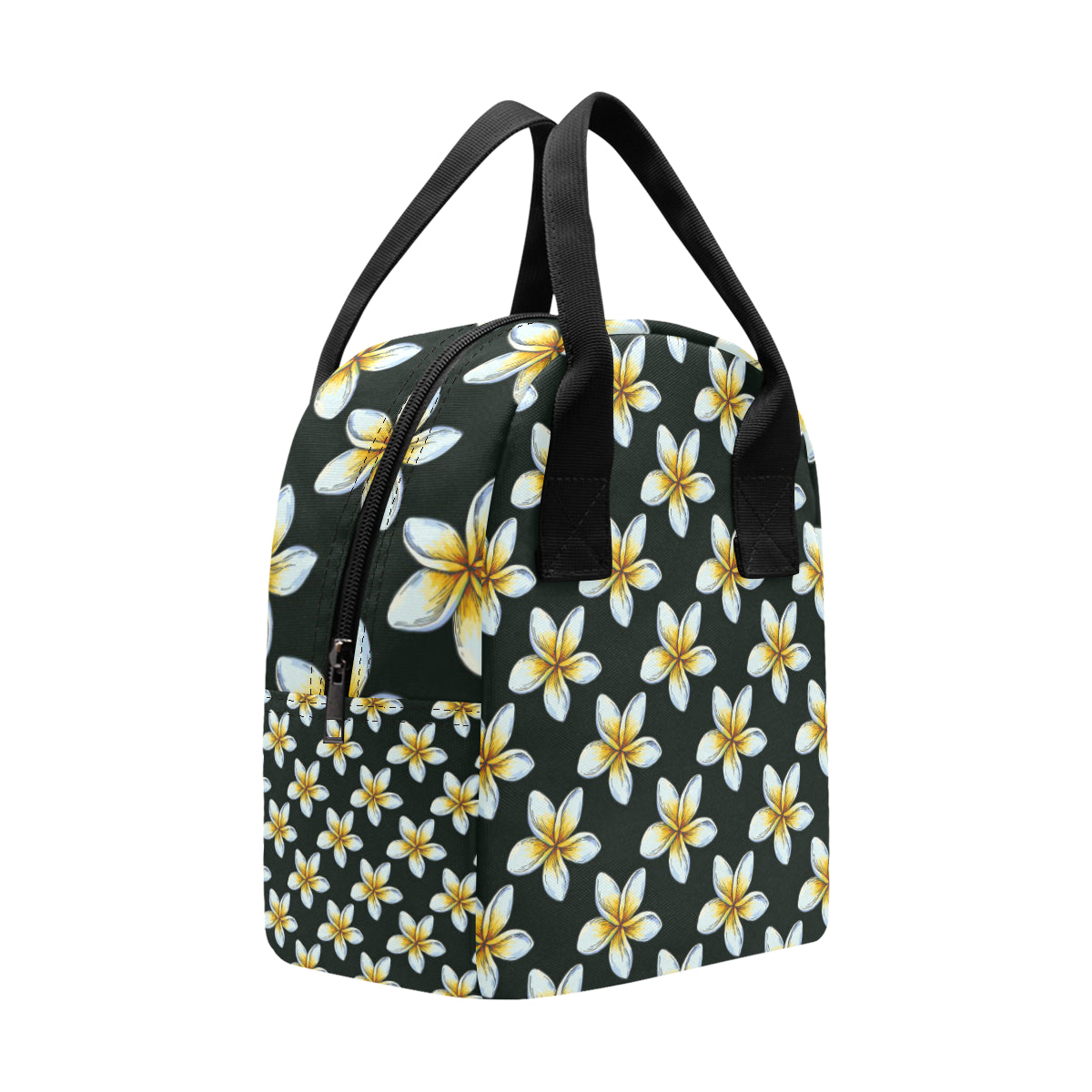 White Plumeria Pattern Print Design PM022 Insulated Lunch Bag