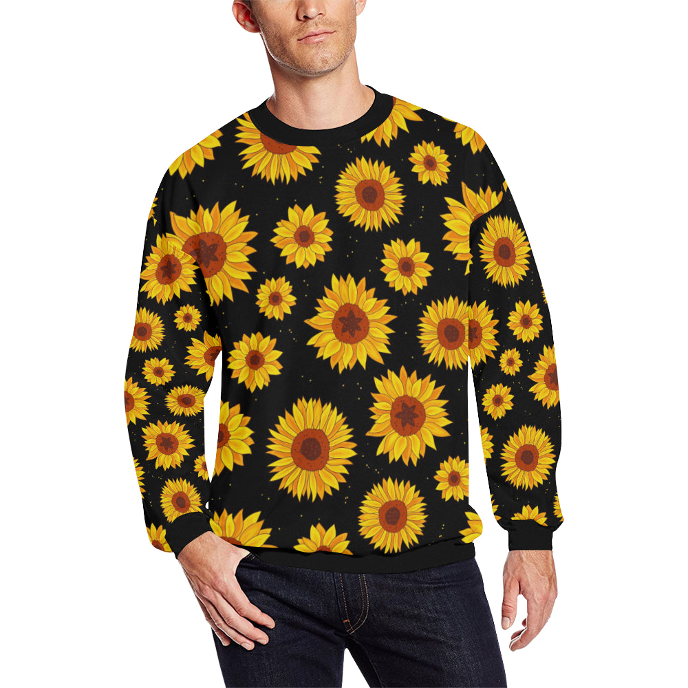 Sunflower Pattern Print Design SF09 Men Long Sleeve Sweatshirt