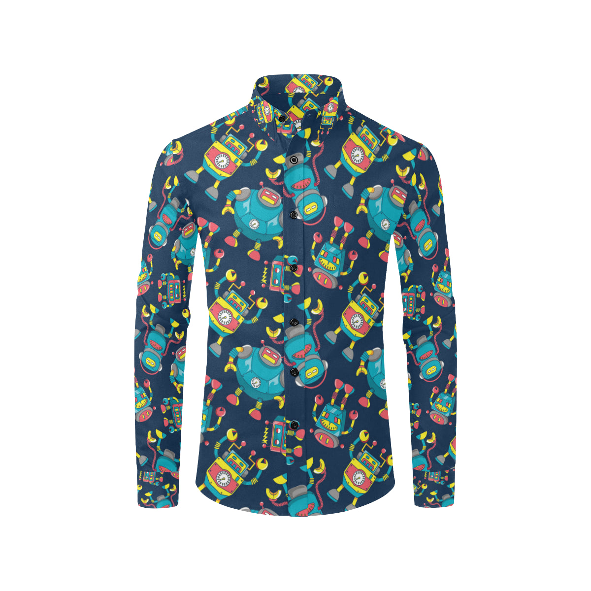 Robot Pattern Print Design A05 Men's Long Sleeve Shirt