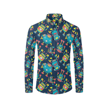 Robot Pattern Print Design A05 Men's Long Sleeve Shirt