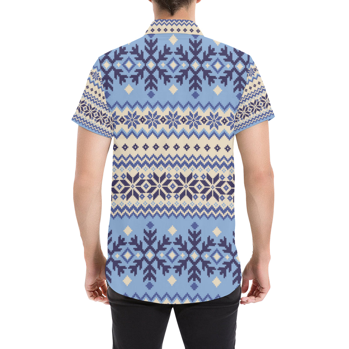 Nordic Pattern Print Design A03 Men's Short Sleeve Button Up Shirt